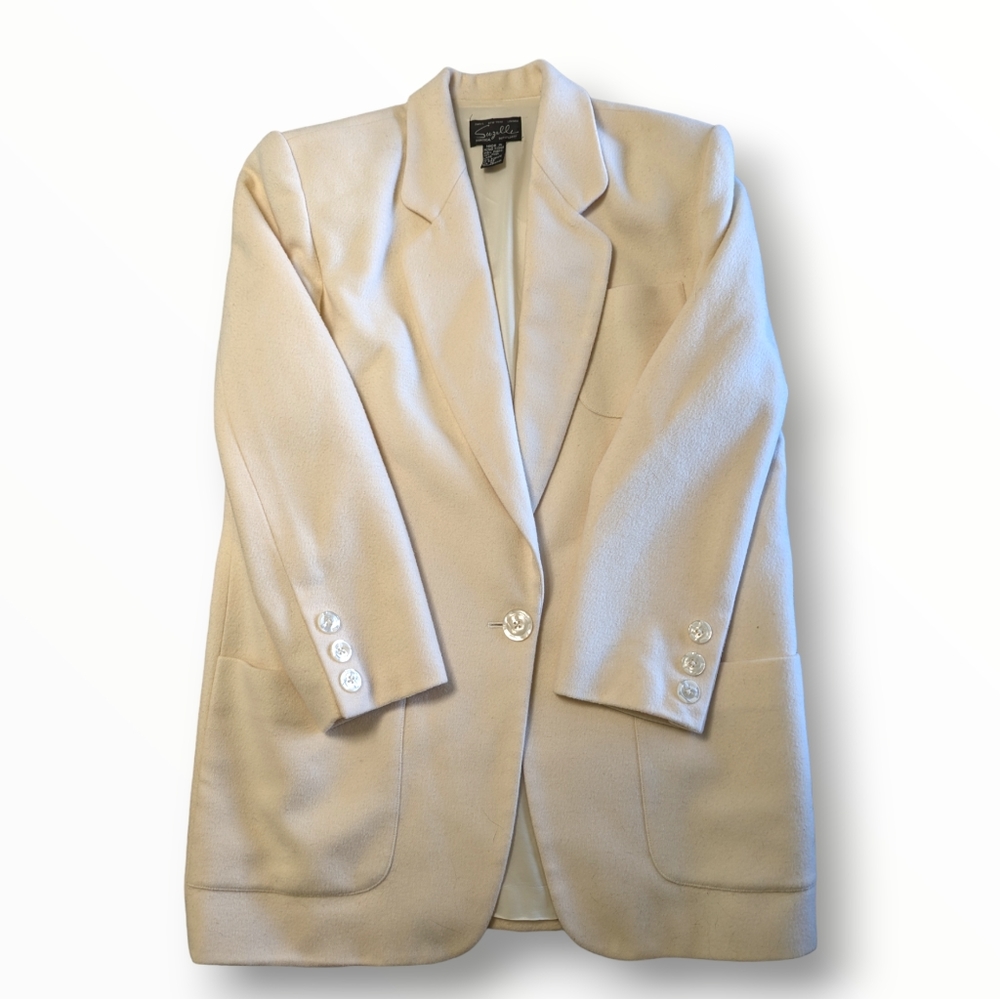 Suzelle Retro Cream Wool Blazer - size 10